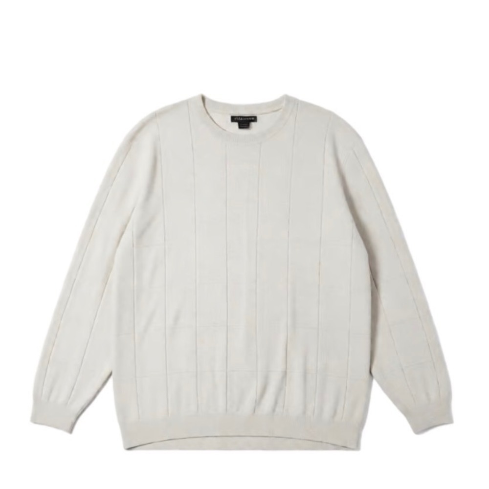 Consensus Menswear XL Cream Cotton Blend Crewneck Sweater‎ Square Pattern